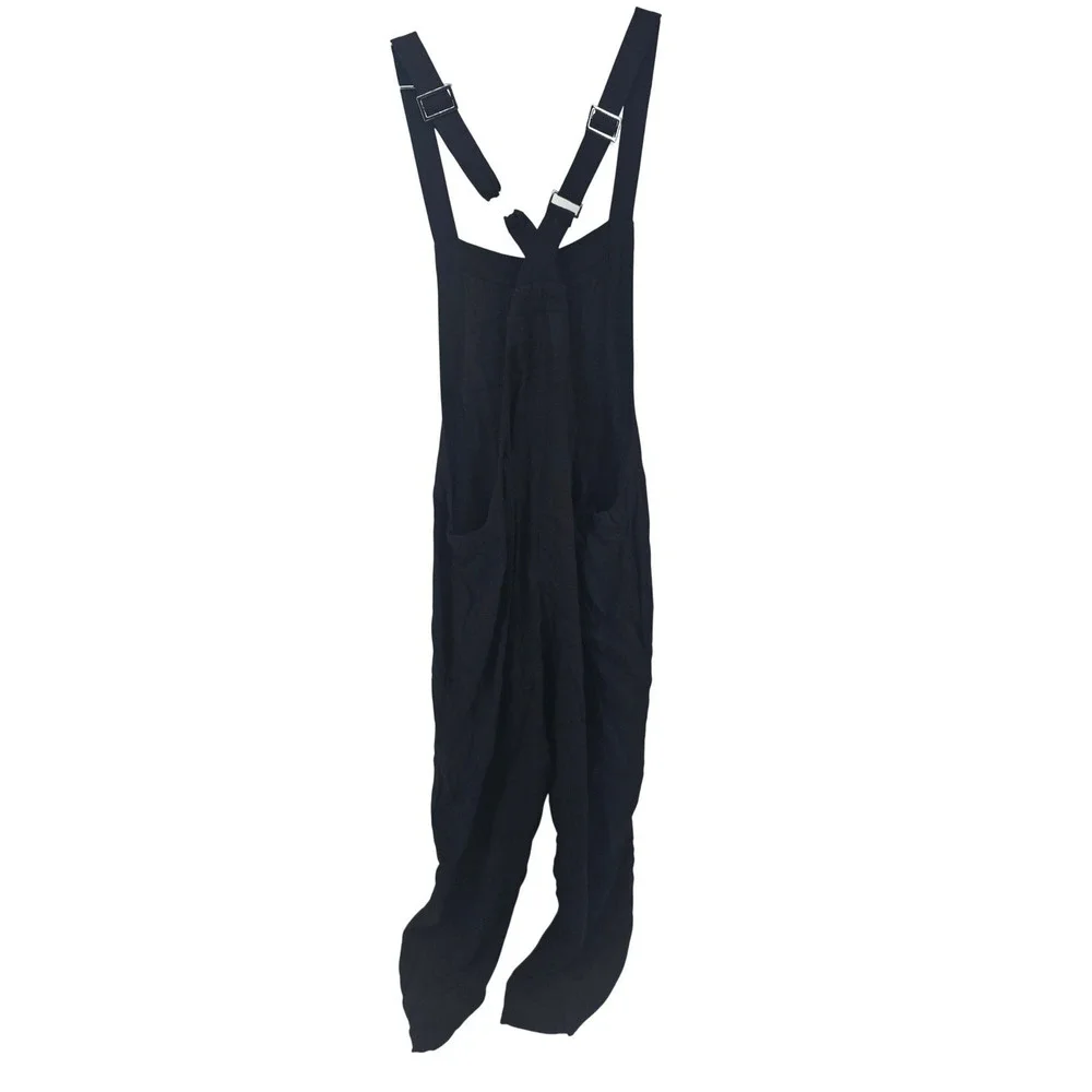 VICI Overalls Jumpsuit Womens Small Black Relaxed Fit Adjustable Straps Rayon - Picture 5 of 6